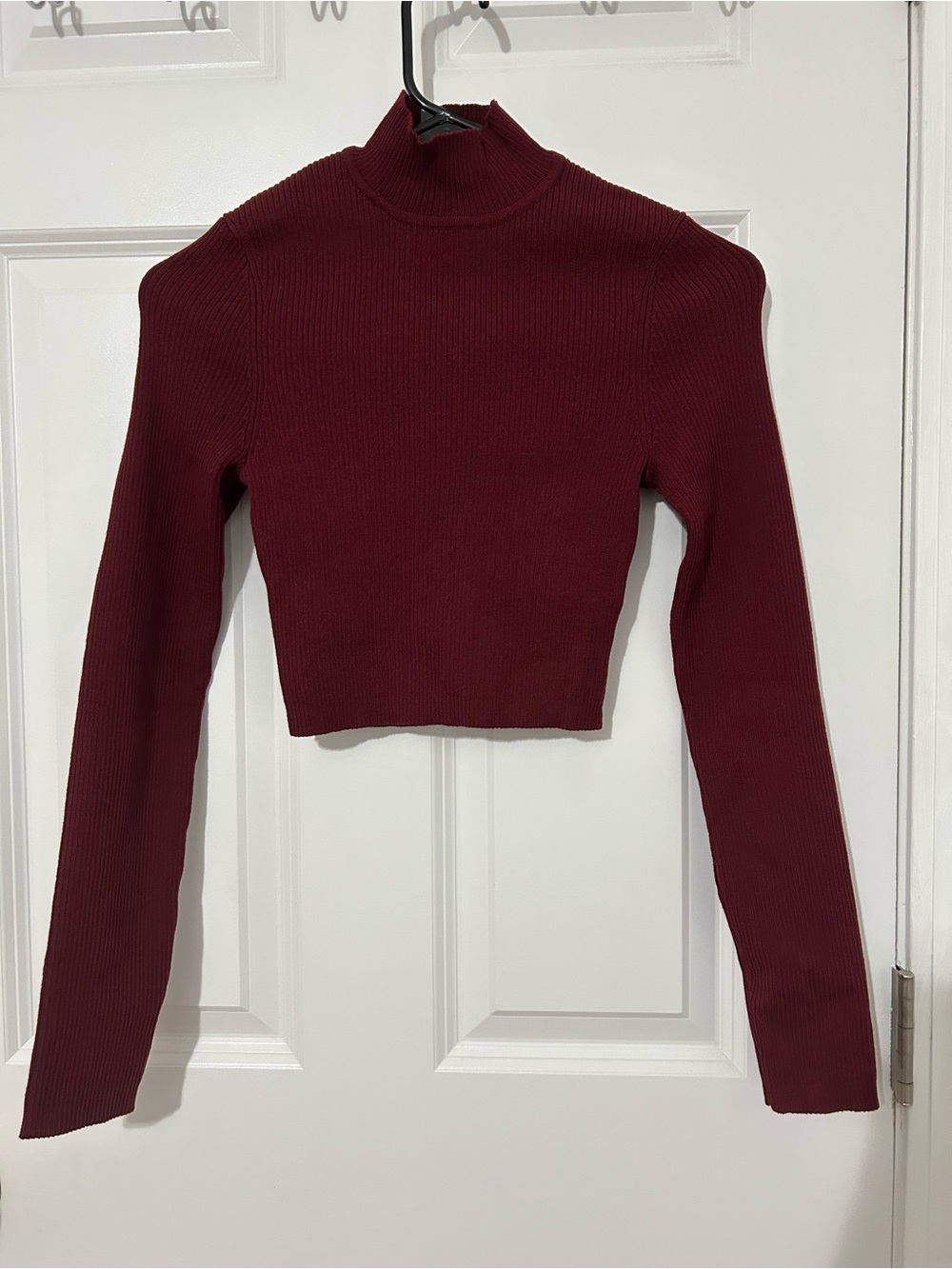 H&M cropped turtleneck in maroon